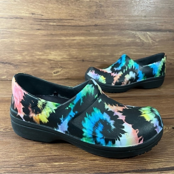 CROCS Shoes - Crocs Neria Pro Slip-On Clogs Slip Resistant Tie-Dye Shoes